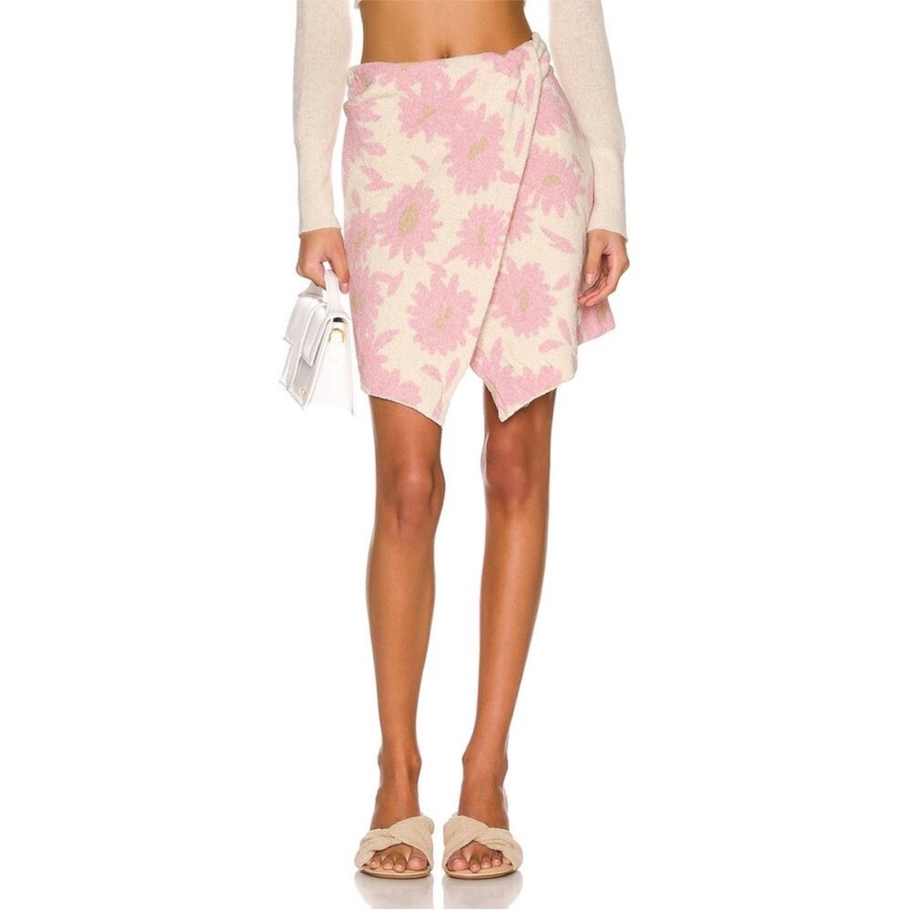 Jacquemus Pink and White Wrap Mini Skirt NWT